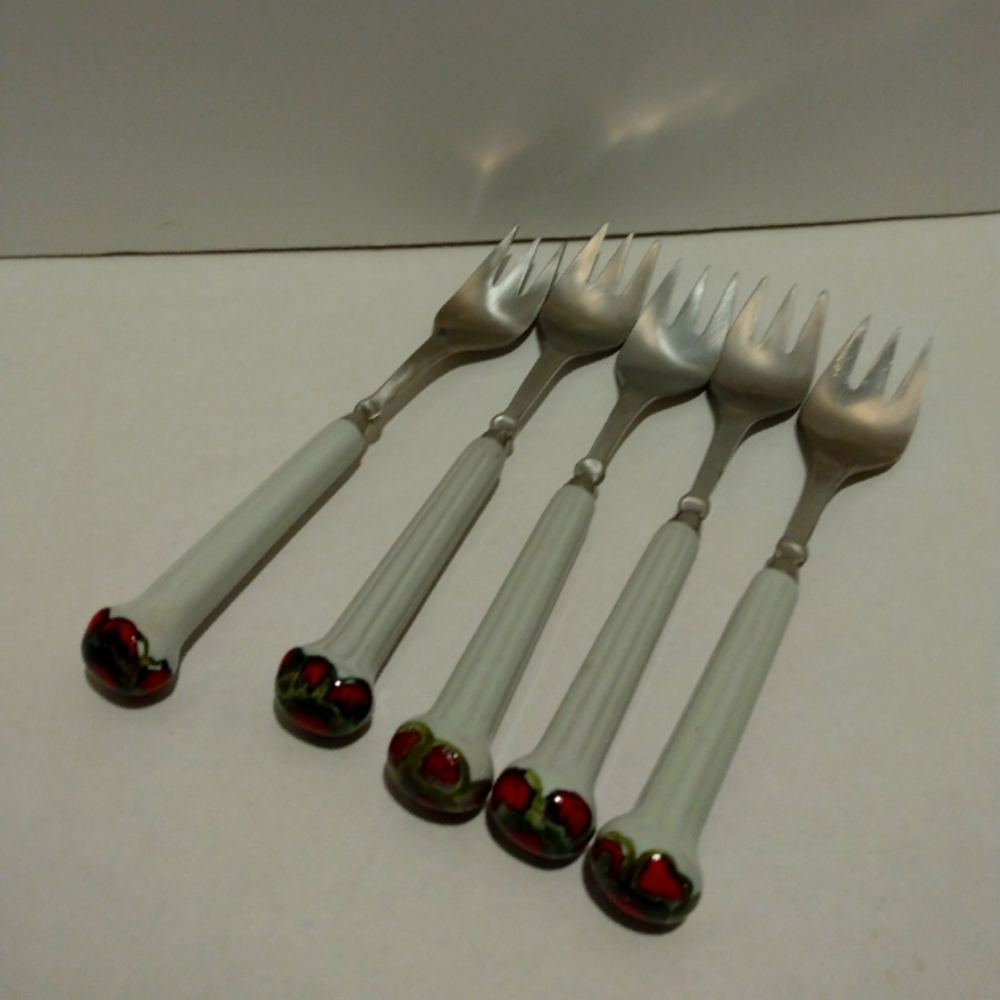 Vintage Denby England flat ware. (5) Salad forks.